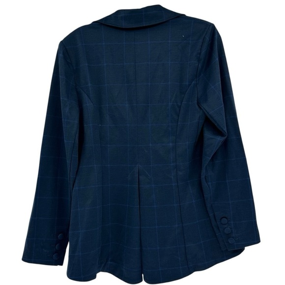 CABI 5475 Sunset Kiss Plaid Blue Blazer Jacket Spring Windowpane Check Buttoned - Picture 3 of 5
